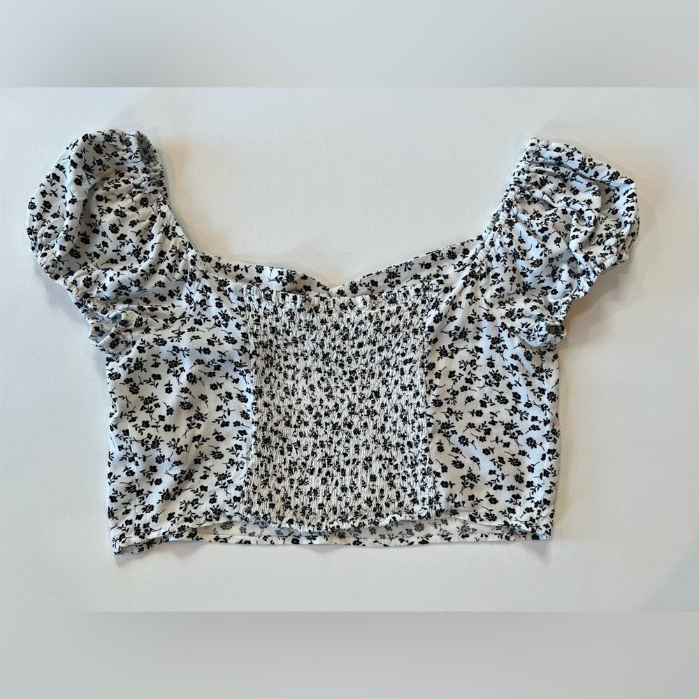Elodie Nordstrom Off Shoulder Crop Top Ruched Puff sleeve - Picture 10 of 14